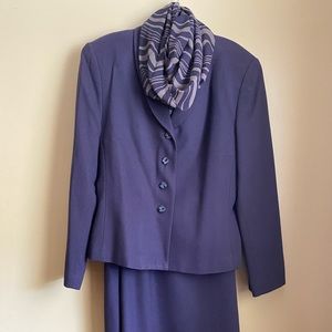 Kasper for A.S.L. Women’s Three Piece Wool Suit & Scarf Set